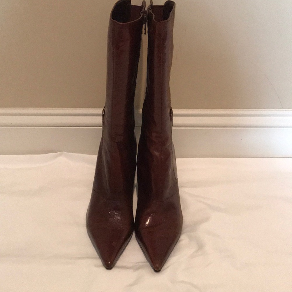 Nine West Cognac  Leather Calf Boots - Picture 4 of 6